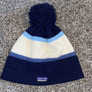 Blue Patagonia Wool Pom Beanie
